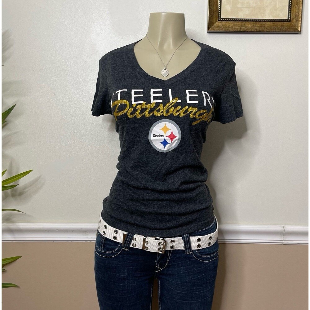 NFL Team Apparel Women’s Pittsburgh Steelers Football V-Neck Top